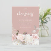 Invitation Beau Rose botanique Baptême Christening (Debout devant)