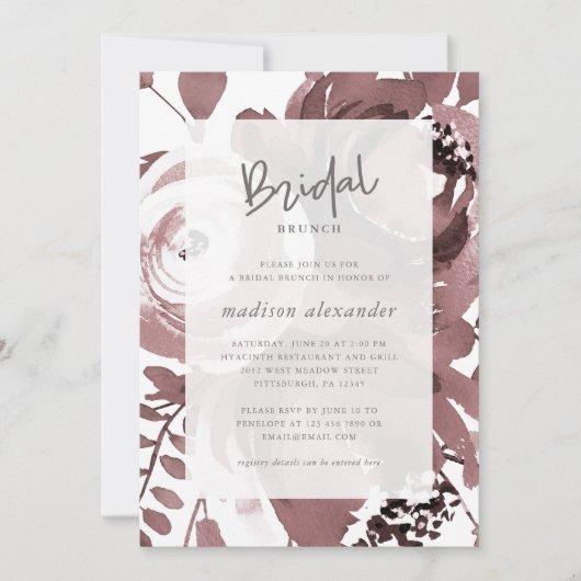 Invitation Beau Rose Couleur Floral Blush Bridal Brunch (Devant)