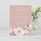 Invitation Beau Rose Dusty & Mariage Floral Blush (Debout devant)