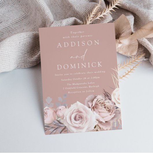 Invitation Beau Rose Dusty & Mariage Floral Blush
