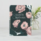 Invitation Beau rose émeraude Peony Mariage floral (Debout devant)