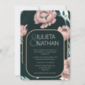 Invitation Beau rose émeraude Peony Mariage floral (Dos)