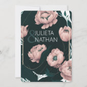 Invitation Beau rose émeraude Peony Mariage floral (Devant)