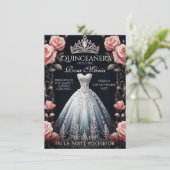 Invitation Beau Rose espagnol Quinceañera (Debout devant)