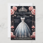 Invitation Beau Rose espagnol Quinceañera (Devant)