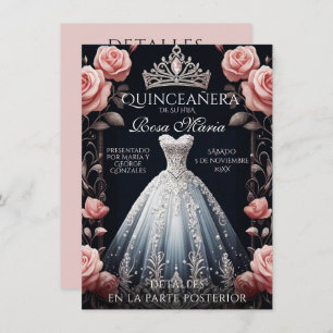 Invitation Beau Rose espagnol Quinceañera