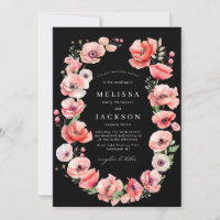 Beau rose et rouge Mariage de fleurs de pavot noir