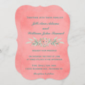 Invitation Beau rose et vert Rustique Mariage floral (Devant / Derrière)