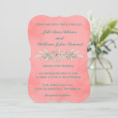 Invitation Beau rose et vert Rustique Mariage floral (Debout devant)