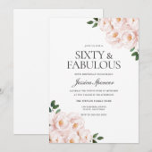 Invitation Beau rose pâle Elégant 60e anniversaire (Devant / Derrière)