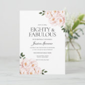 Invitation Beau rose pâle Elégant 80e anniversaire (Debout devant)