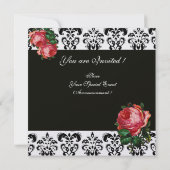 INVITATION BEAU ROSE ROSE NOIR BLANC ROSE DOMMASQUE MONOGRAM (Dos)