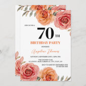 Invitation Beau Rose rouge orange (Devant / Derrière)