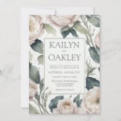 Invitation Beau rose vert pivoine Mariage floral (Devant)