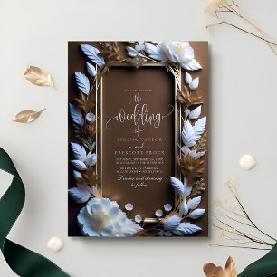 Invitation Beau Roses ornés avec Mariage d'accent doré