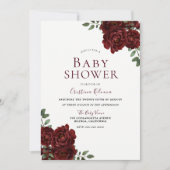 Invitation Beau Roses Rouges Baby shower romantique (Devant)