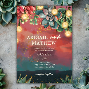 Invitation Beau Succulent Cactus coucher de soleil Mariage