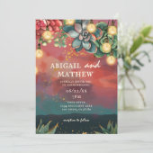 Invitation Beau Succulent Cactus coucher de soleil Mariage (Debout devant)