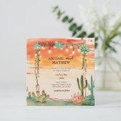 Invitation Beau succulent Cactus Sunset Boho Mariage (Debout devant)