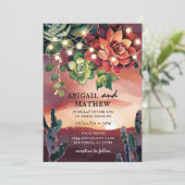 Invitation Beau succulent Cactus Sunset Mariage (Debout devant)
