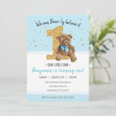 Invitation Beau Teddy Bear Vintage 1er anniversaire (Debout devant)