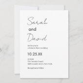Invitation Beau texte classique mariage noir et blanc (Devant)