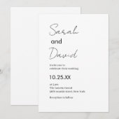 Invitation Beau texte classique mariage noir et blanc (Devant / Derrière)