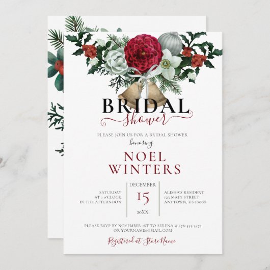 Invitation Beau thème de Noël Wedding shower (Devant / Derrière)