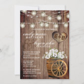 Invitation Beau tonneau en bois rustique et fleurs blanches  (Devant)