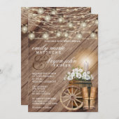 Invitation Beau tonneau en bois rustique et floral blanc (Devant / Derrière)