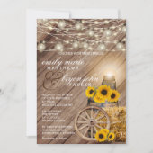 Invitation Beau tonneau en bois rustique et tournesols (Devant)
