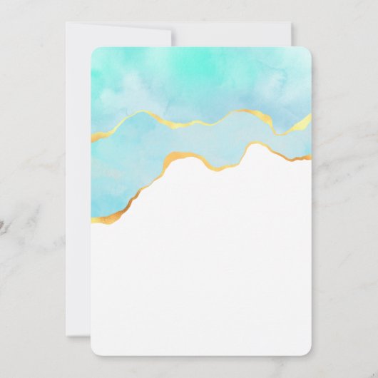 Invitation Beau vert tropical avec Mariage frontière or (Dos)