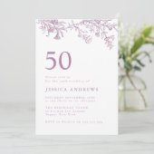 Invitation Beau Vintage Dusty Rose 50e anniversaire (Debout devant)