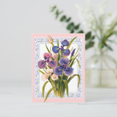 Invitation Beau Vintage Iris Bouquet Anniversaire (Debout devant)