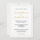 Invitation Beaucoup d'Eaux Écriture Élégante Formal Gold Scri (Devant)