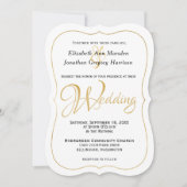 Invitation Beaucoup d'Eaux Écriture Élégante Formal Gold Scri (Devant)