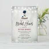 Invitation Beauté Bleu Rose Dome hiver Fête des mariées flora (Debout devant)