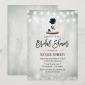Invitation Beauté Bleu Rose Dome hiver Fête des mariées flora (Devant / Derrière)