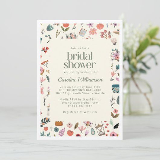 Invitation Beauté botanique Fête des mariées de la nature flo (Debout devant)