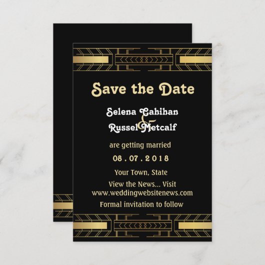 Invitation Beauté Classique Art Déco Enregistrez la Date (Devant / Derrière)