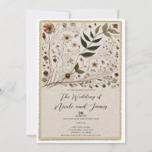 Invitation Beauté de la Nature Fleurs et Feuilles Botaniques 