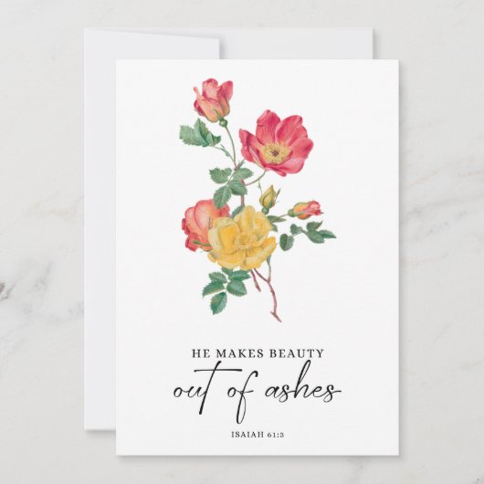 Invitation Beauté des cendres. Bible chrétienne Verse (Devant)