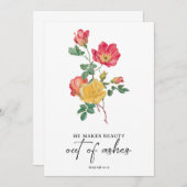 Invitation Beauté des cendres. Bible chrétienne Verse (Devant / Derrière)