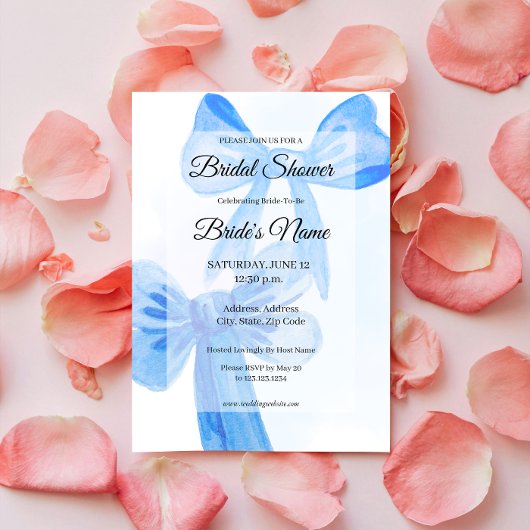 Invitation Beauté en Bleu Bright Bow nuptiale douche Invitati