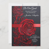 Invitation Beauté et la Bête Douce 16 Rose rouge (Devant)