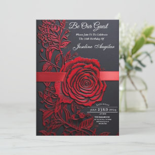 Invitation Beauté et la Bête Douce 16 Rose rouge