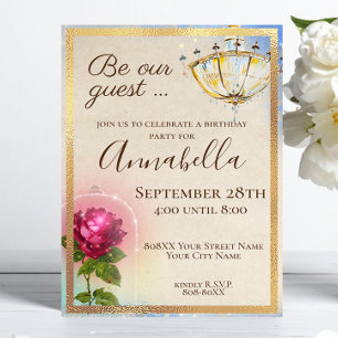 Invitation Beauté et la Bête Fête de Conte de Fées Enchanté à