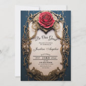 Invitation Beauté et la Bête Or et Rose Rouge Sweet 16 (Devant)