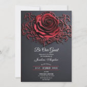 Invitation Beauté et la Bête Rose Rouge Douze ans (Devant)