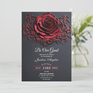Invitation Beauté et la Bête Rose Rouge Douze ans